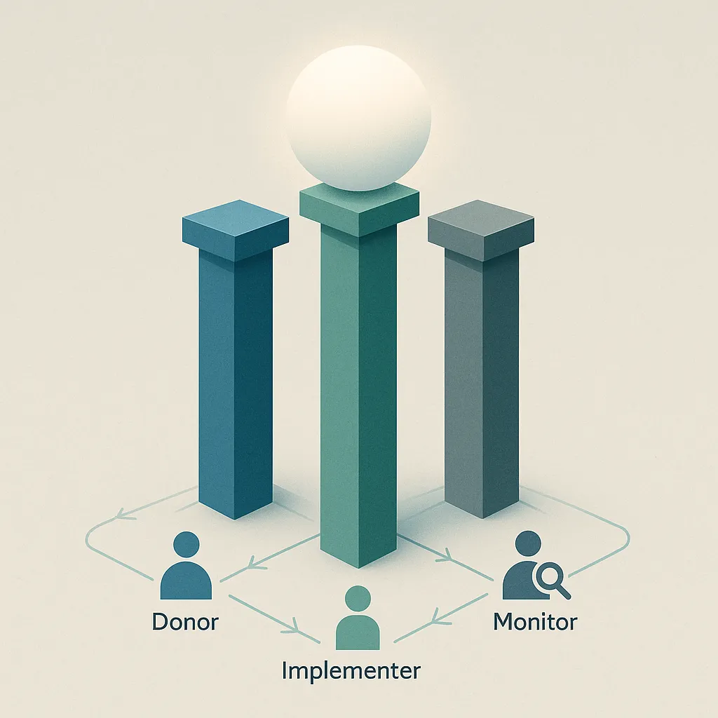 Three pillars supporting a structure