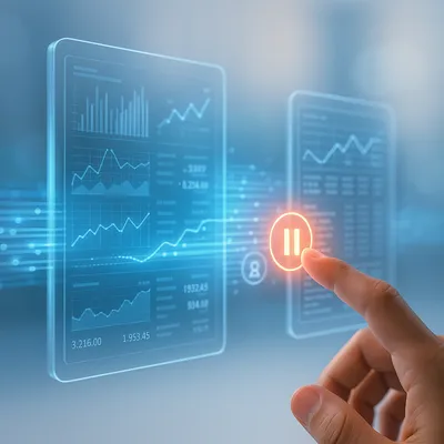 Two separate digital modules with data flowing between them, one side showing a delay or blockage.