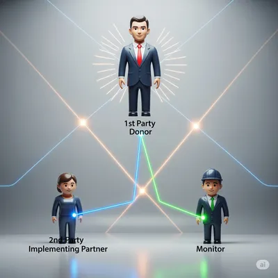 Three figures with "1st", "2nd", and "3rd" labels, showing one 2nd party connected to the 1st, and the other connected to the 1st.
