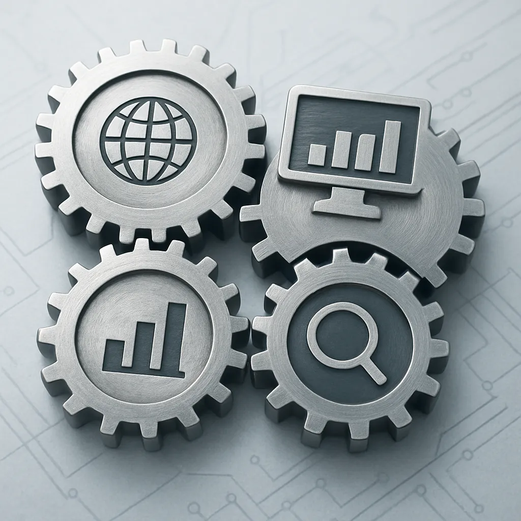 Interlocking gears representing a structured system